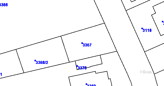 Parcela st. 3367 v KÚ Černá Pole, Katastrální mapa