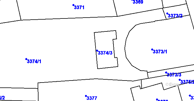 Parcela st. 3374/3 v KÚ Černá Pole, Katastrální mapa
