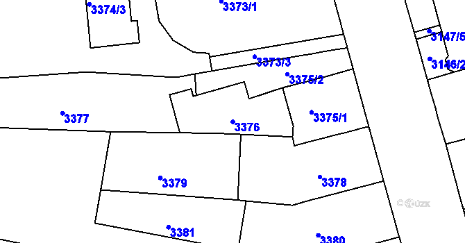 Parcela st. 3376 v KÚ Černá Pole, Katastrální mapa