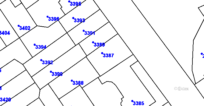 Parcela st. 3387 v KÚ Černá Pole, Katastrální mapa