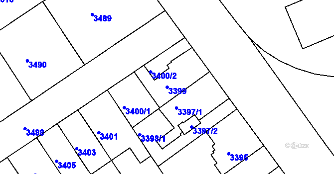 Parcela st. 3399 v KÚ Černá Pole, Katastrální mapa