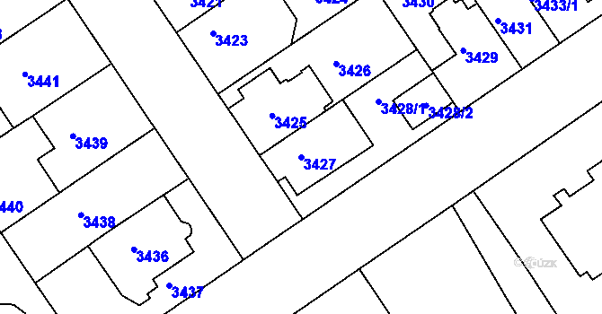 Parcela st. 3427 v KÚ Černá Pole, Katastrální mapa