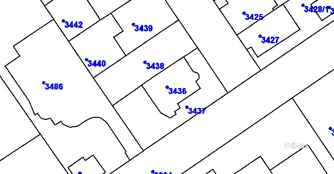 Parcela st. 3436 v KÚ Černá Pole, Katastrální mapa