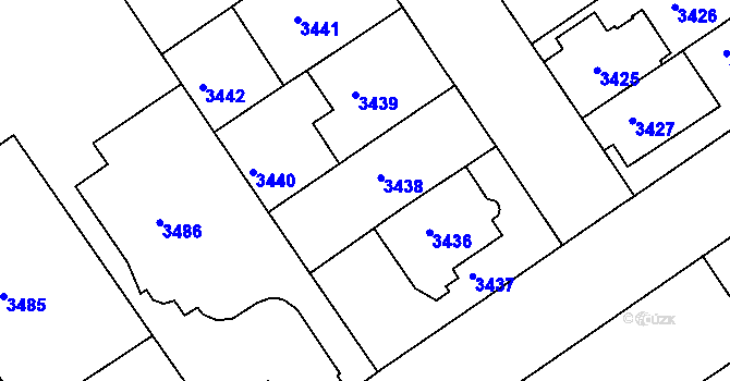 Parcela st. 3438 v KÚ Černá Pole, Katastrální mapa