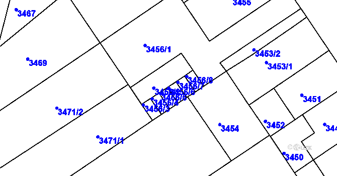 Parcela st. 3456/6 v KÚ Černá Pole, Katastrální mapa