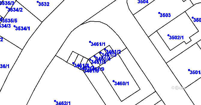 Parcela st. 3461/3 v KÚ Černá Pole, Katastrální mapa