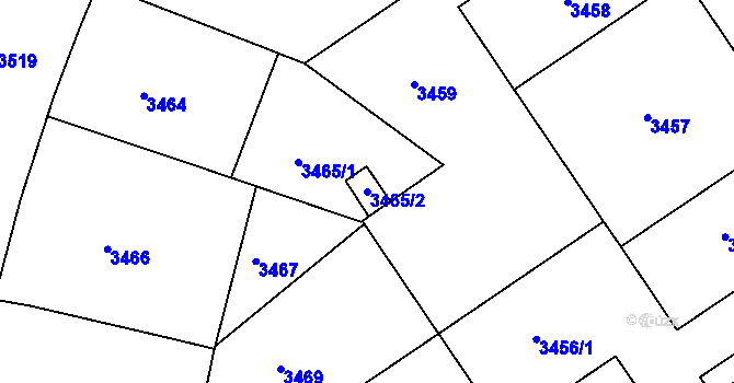 Parcela st. 3465/2 v KÚ Černá Pole, Katastrální mapa