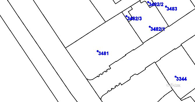 Parcela st. 3481 v KÚ Černá Pole, Katastrální mapa