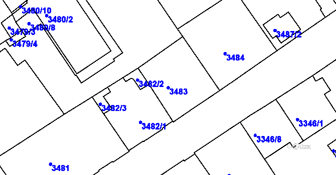 Parcela st. 3483 v KÚ Černá Pole, Katastrální mapa