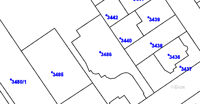 Parcela st. 3486 v KÚ Černá Pole, Katastrální mapa