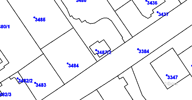 Parcela st. 3487/2 v KÚ Černá Pole, Katastrální mapa