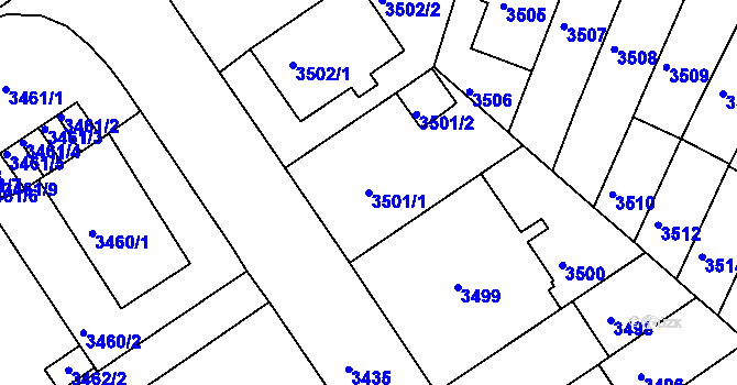 Parcela st. 3501/1 v KÚ Černá Pole, Katastrální mapa