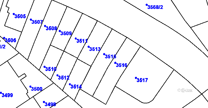 Parcela st. 3515 v KÚ Černá Pole, Katastrální mapa