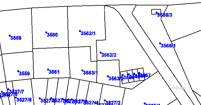 Parcela st. 3562/2 v KÚ Černá Pole, Katastrální mapa