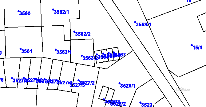 Parcela st. 3565 v KÚ Černá Pole, Katastrální mapa