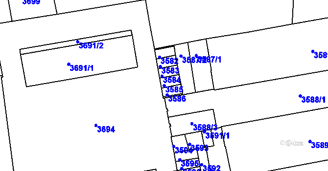 Parcela st. 3585 v KÚ Černá Pole, Katastrální mapa