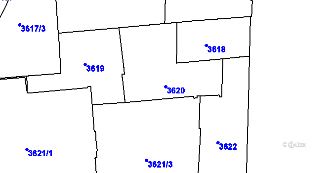 Parcela st. 3620 v KÚ Černá Pole, Katastrální mapa