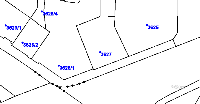 Parcela st. 3627 v KÚ Černá Pole, Katastrální mapa