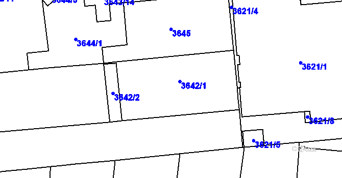 Parcela st. 3642 v KÚ Černá Pole, Katastrální mapa