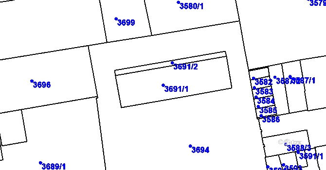 Parcela st. 3691/1 v KÚ Černá Pole, Katastrální mapa