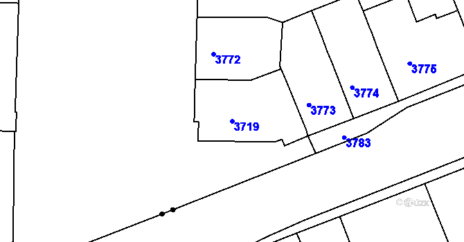 Parcela st. 3719 v KÚ Černá Pole, Katastrální mapa