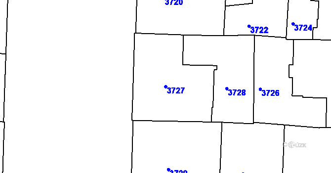 Parcela st. 3727 v KÚ Černá Pole, Katastrální mapa