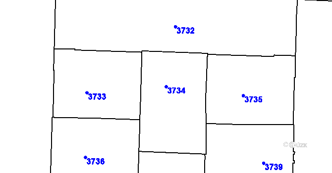 Parcela st. 3734 v KÚ Černá Pole, Katastrální mapa