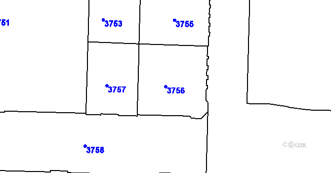 Parcela st. 3756 v KÚ Černá Pole, Katastrální mapa
