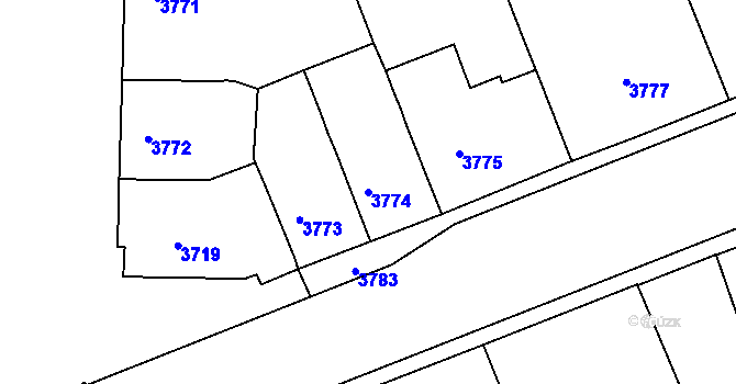 Parcela st. 3774 v KÚ Černá Pole, Katastrální mapa