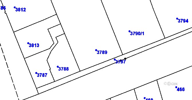 Parcela st. 3789 v KÚ Černá Pole, Katastrální mapa