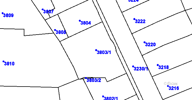Parcela st. 3803/1 v KÚ Černá Pole, Katastrální mapa