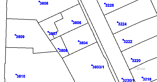 Parcela st. 3804 v KÚ Černá Pole, Katastrální mapa
