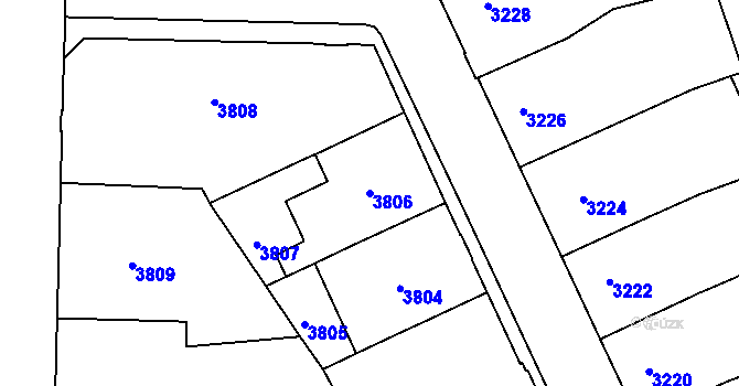 Parcela st. 3806 v KÚ Černá Pole, Katastrální mapa