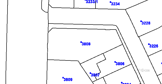 Parcela st. 3808 v KÚ Černá Pole, Katastrální mapa