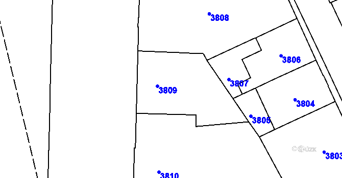 Parcela st. 3809 v KÚ Černá Pole, Katastrální mapa