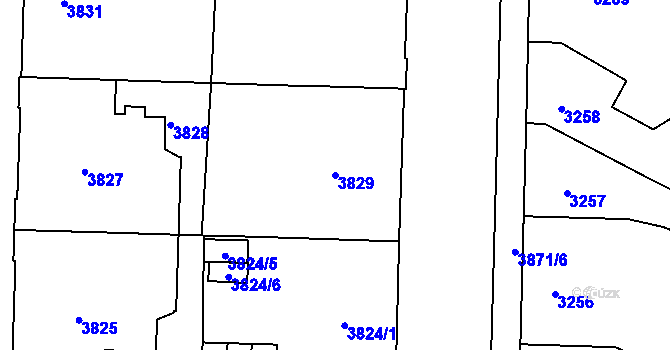 Parcela st. 3829 v KÚ Černá Pole, Katastrální mapa
