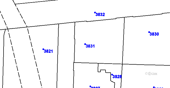 Parcela st. 3831 v KÚ Černá Pole, Katastrální mapa
