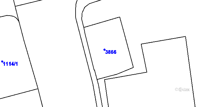 Parcela st. 3866 v KÚ Černá Pole, Katastrální mapa