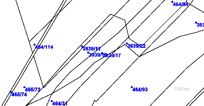 Parcela st. 3939/17 v KÚ Černá Pole, Katastrální mapa