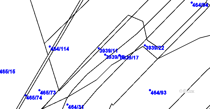 Parcela st. 3939/18 v KÚ Černá Pole, Katastrální mapa