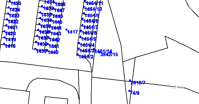 Parcela st. 3942/15 v KÚ Černá Pole, Katastrální mapa