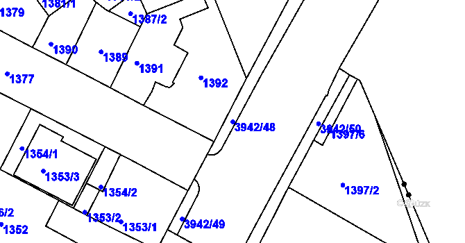 Parcela st. 3942/48 v KÚ Černá Pole, Katastrální mapa