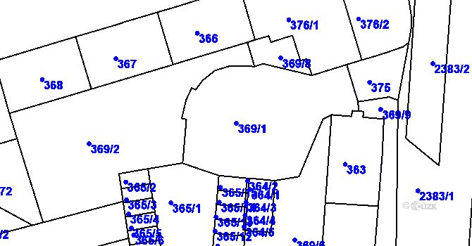 Parcela st. 369/1 v KÚ Černá Pole, Katastrální mapa