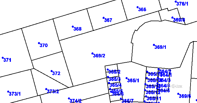 Parcela st. 369/3 v KÚ Černá Pole, Katastrální mapa