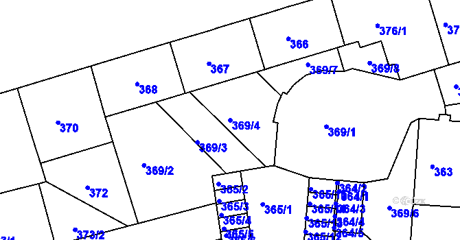 Parcela st. 369/4 v KÚ Černá Pole, Katastrální mapa