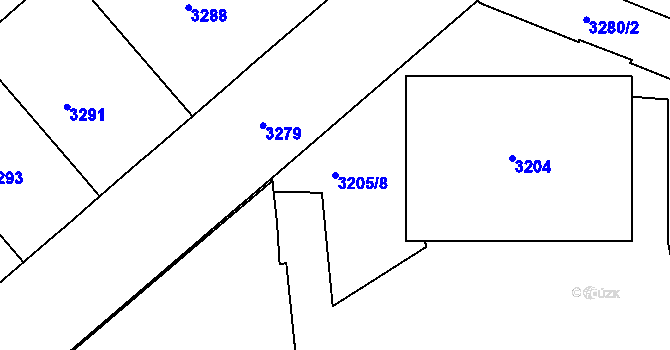 Parcela st. 3205/8 v KÚ Černá Pole, Katastrální mapa