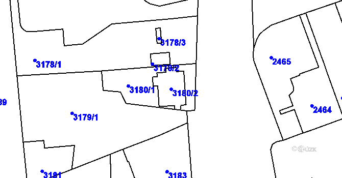 Parcela st. 3180/2 v KÚ Černá Pole, Katastrální mapa