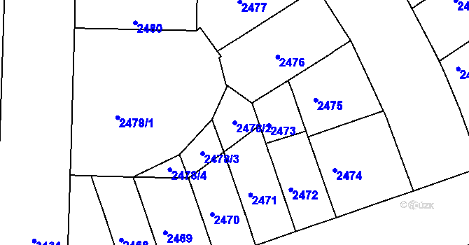 Parcela st. 2478/2 v KÚ Černá Pole, Katastrální mapa