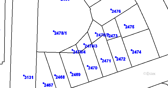 Parcela st. 2478/3 v KÚ Černá Pole, Katastrální mapa