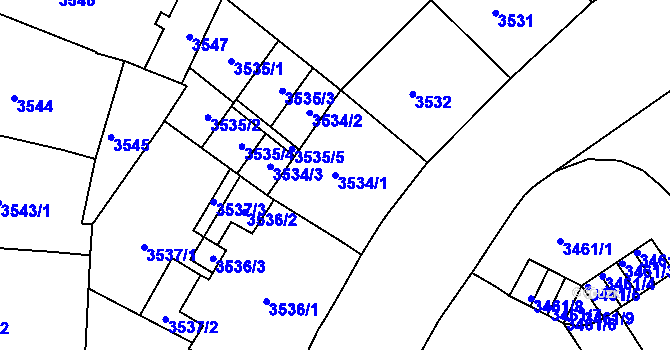 Parcela st. 3534/1 v KÚ Černá Pole, Katastrální mapa